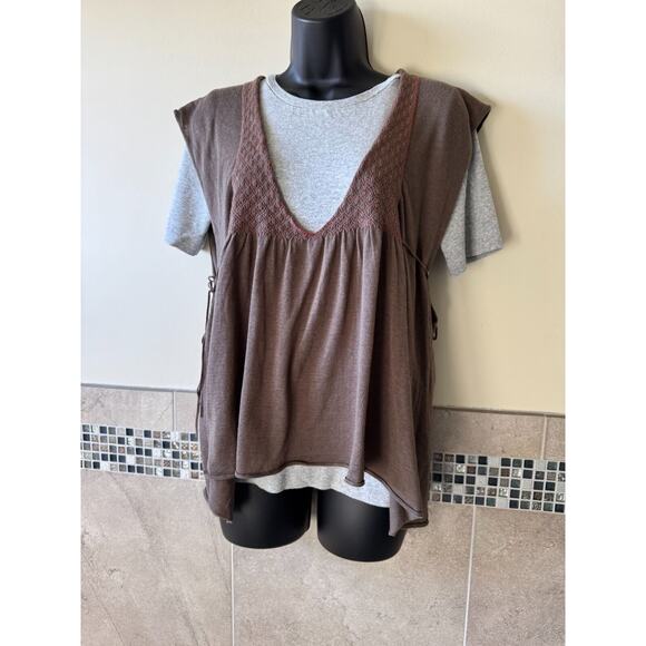 Free People Knit Moca Red Vest Pinafore Dress SZ L NWT Boho - Picture 1 of 7